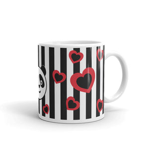 Nik Nak Pandy Hearts Black Stripe Mug